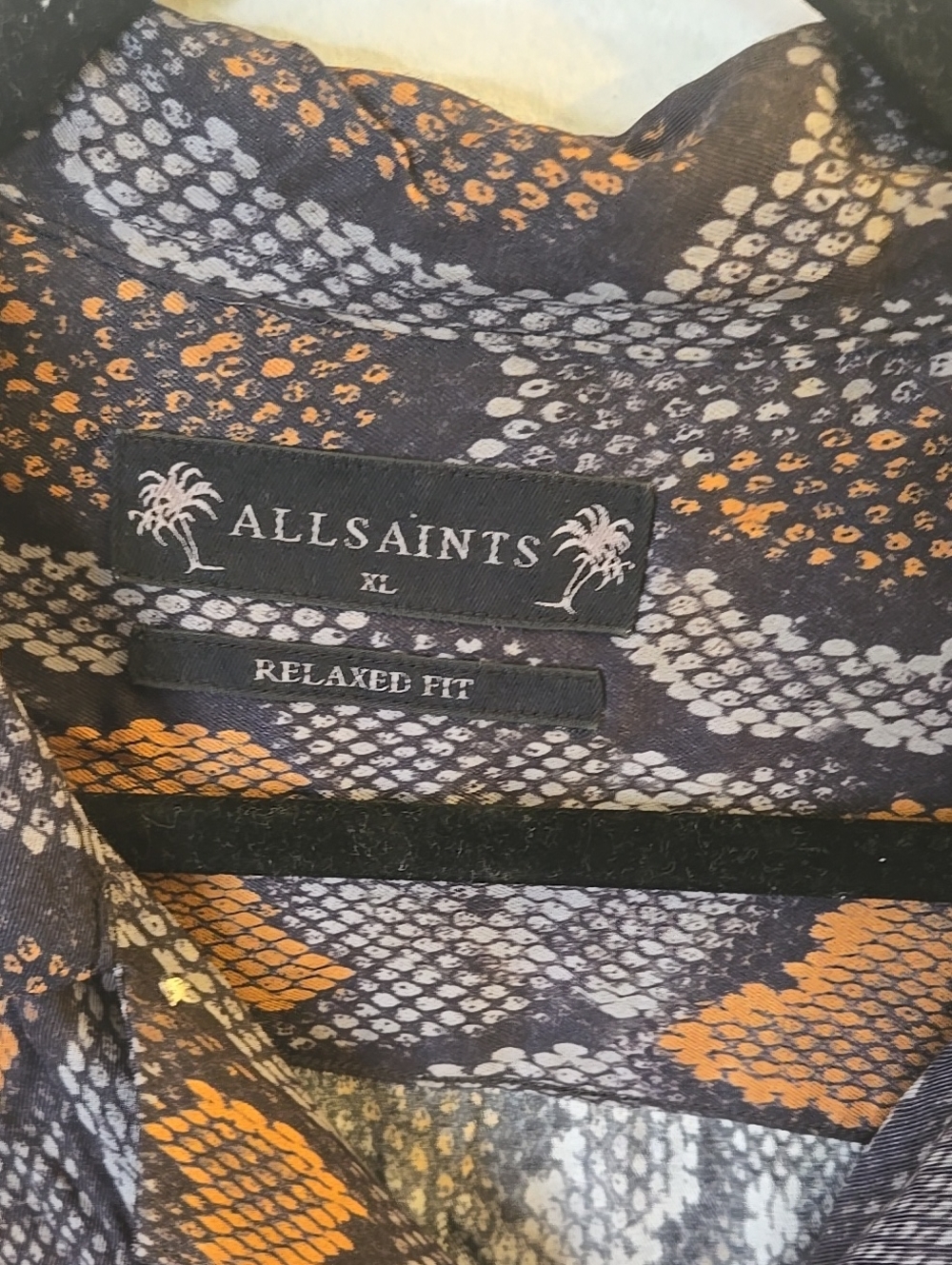 All Saints Men's Snake-Print Button-Up Shirt in Black & Brown - Picture 4 of 6